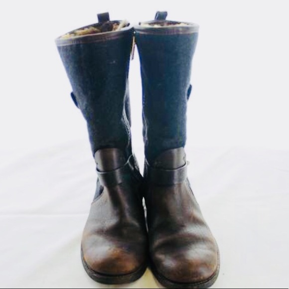 🌟HP🌟Tory Burch Brown Leather/Blk Wool Boots 5.5 - Picture 7 of 7